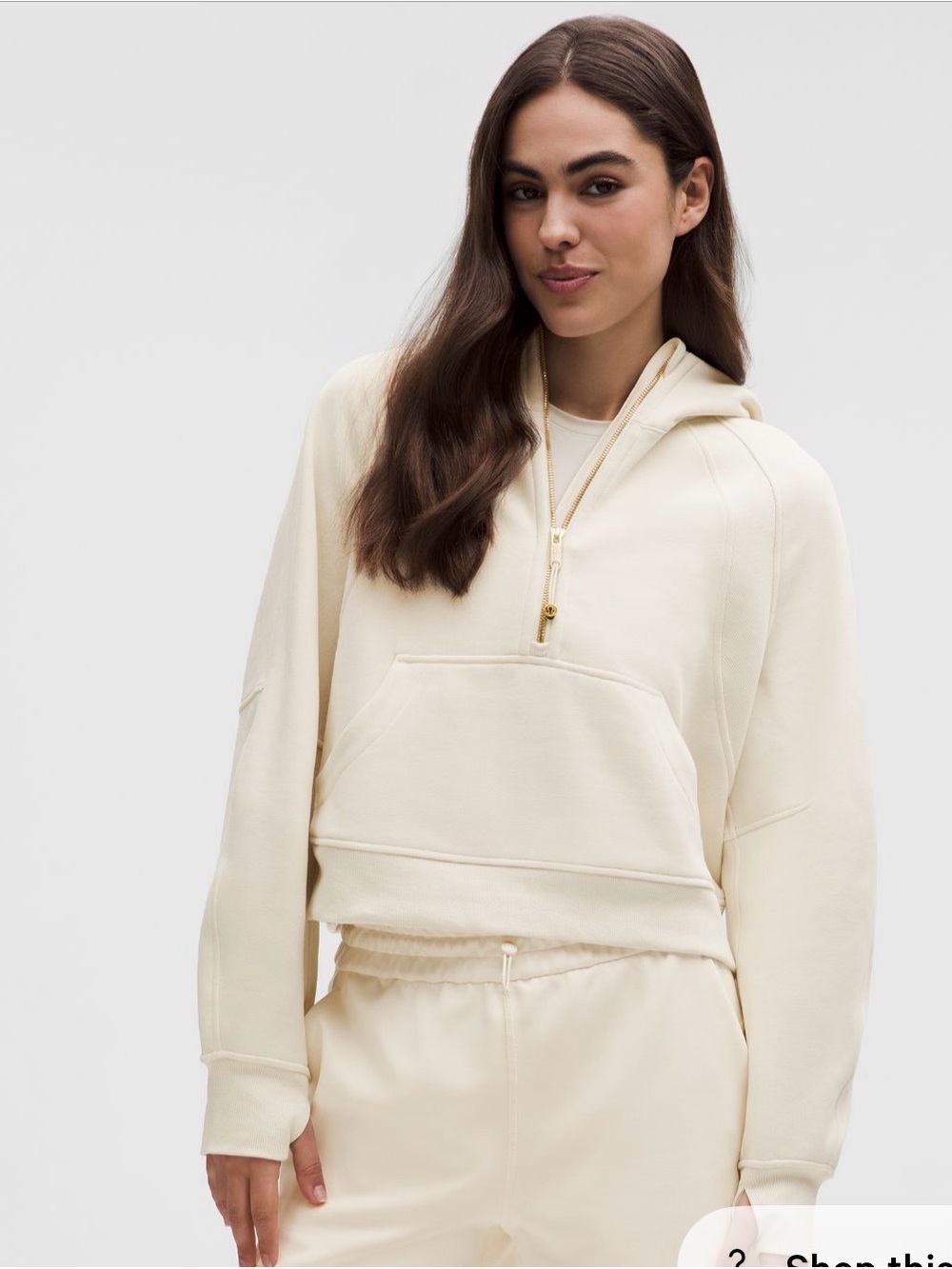Lululemon Athletica Scuba Oversized Half Zip Hoodie - M/L- camel